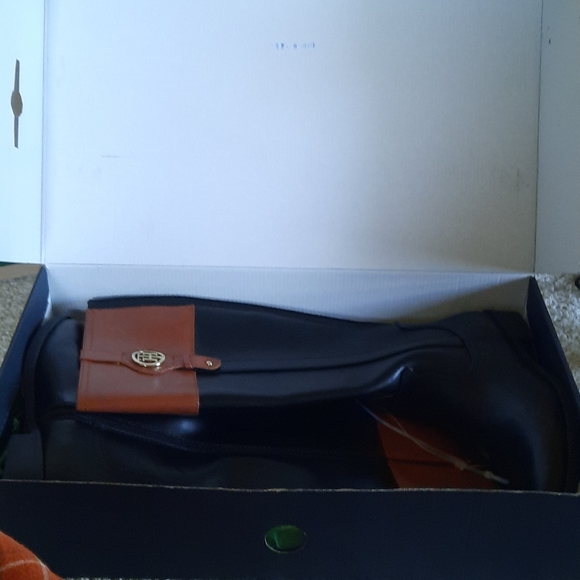 Tommy Hilfiger Black and Brown Diwan Riding Boots - Picture 5 of 7